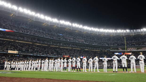 New York Yankees introduced before ALDS at Yankee Stadium